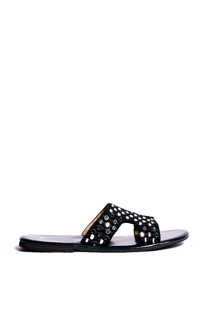 Black Leather Slippers by ARTIMEN at Pernia's Pop Up Shop