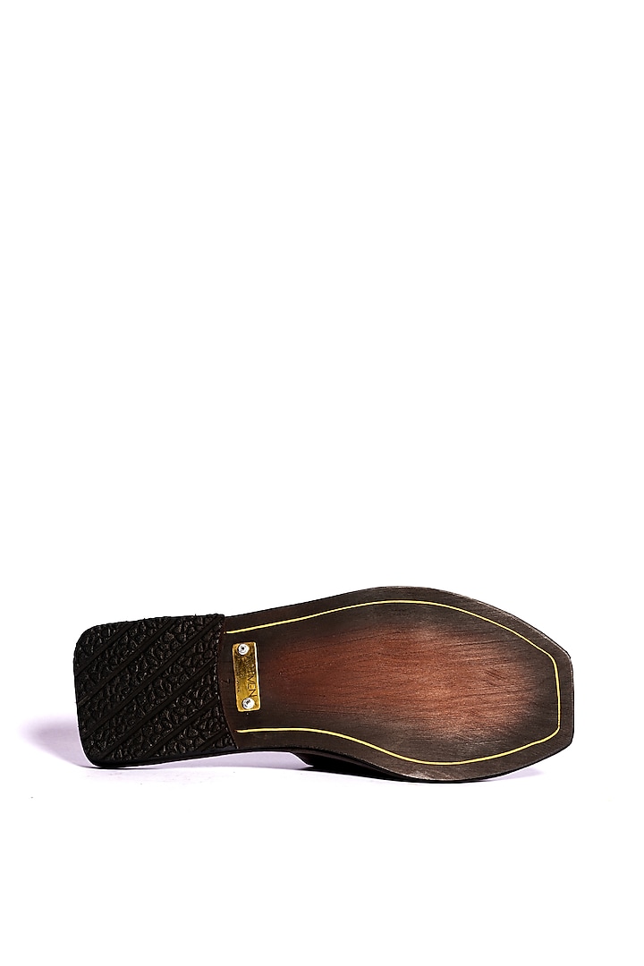 Brown Leather Slippers by ARTIMEN at Pernia's Pop Up Shop