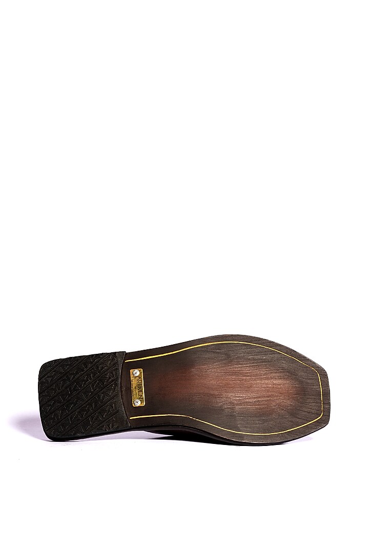 Burnt Tan & Black Leather Slippers by ARTIMEN at Pernia's Pop Up Shop
