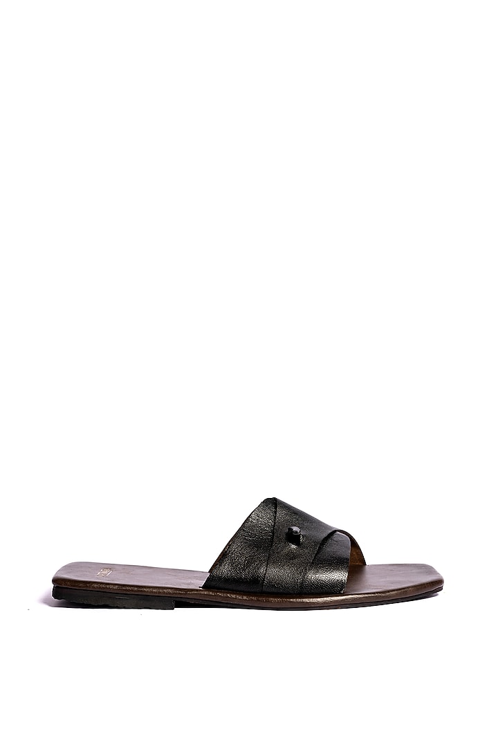 Black Leather Slippers by ARTIMEN at Pernia's Pop Up Shop