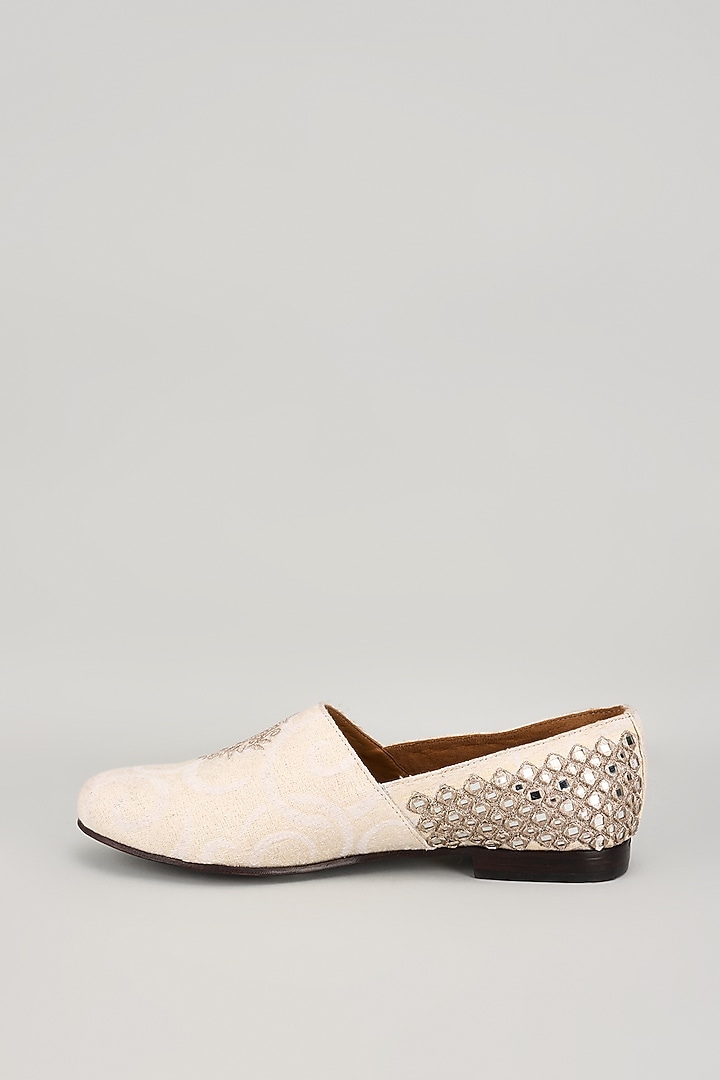 Ivory Jacquard Hand Embroidered Shoes by ARTIMEN at Pernia's Pop Up Shop