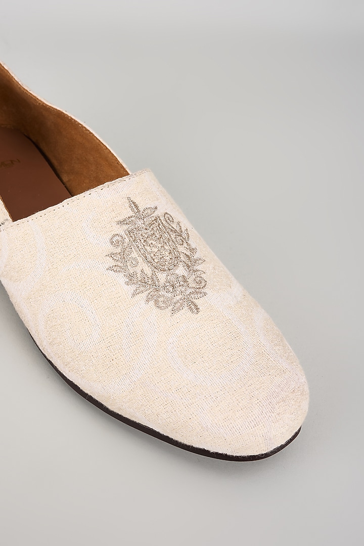 Ivory Jacquard Hand Embroidered Shoes by ARTIMEN at Pernia's Pop Up Shop