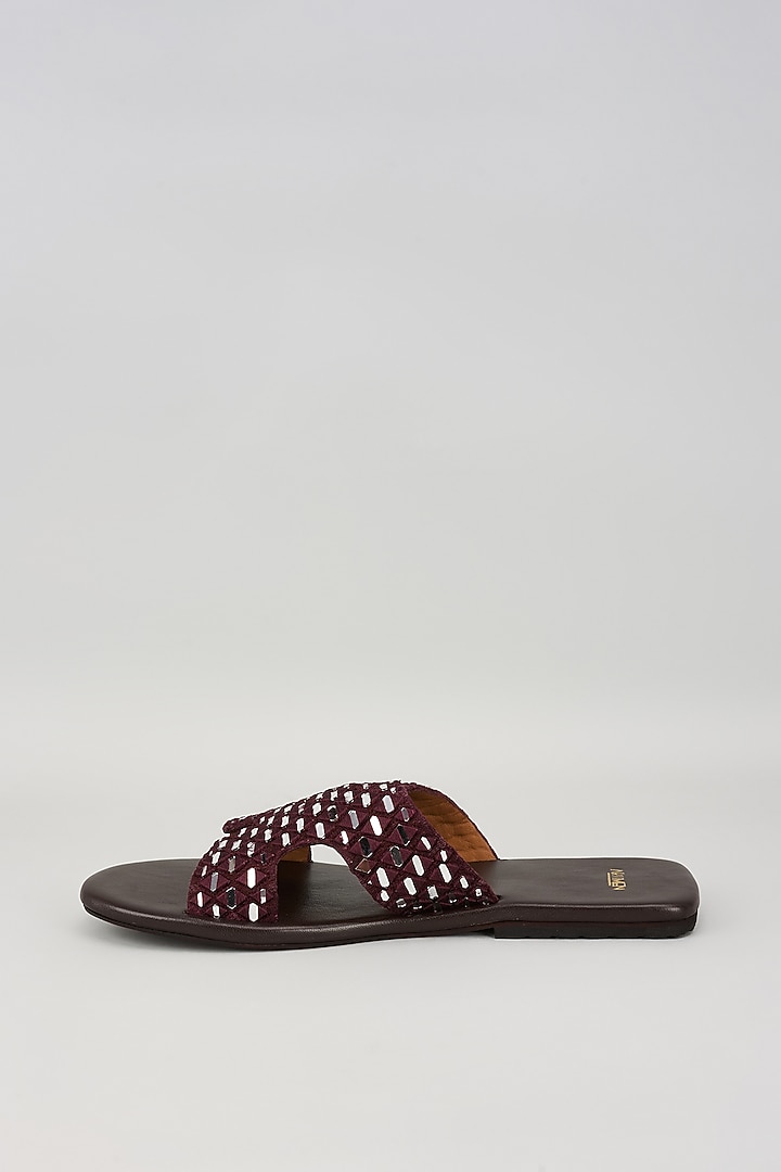 Black Velvet Mirror Work Slippers by ARTIMEN at Pernia's Pop Up Shop