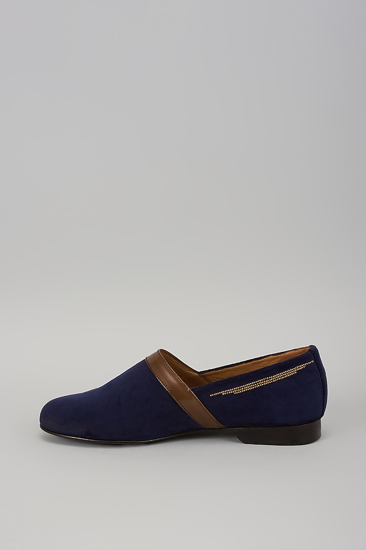 Blue Velvet Hand Embroidered Espadrilles by ARTIMEN at Pernia's Pop Up Shop