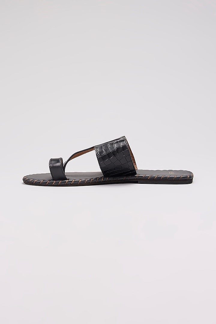 Black Handcrafted Leather Slippers by ARTIMEN at Pernia's Pop Up Shop