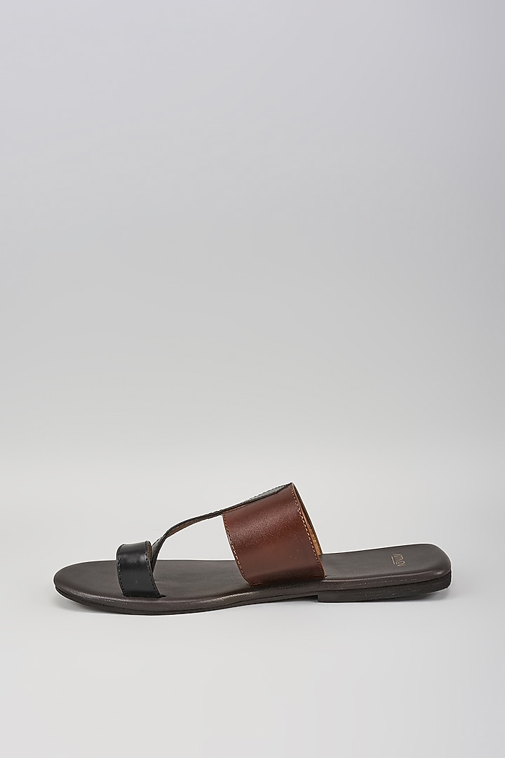 Black & Brown Patent Leather Slipper by ARTIMEN at Pernia's Pop Up Shop