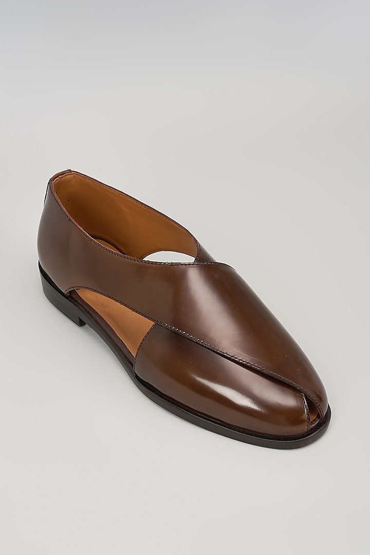 Brown Leather Peshawari by ARTIMEN at Pernia's Pop Up Shop