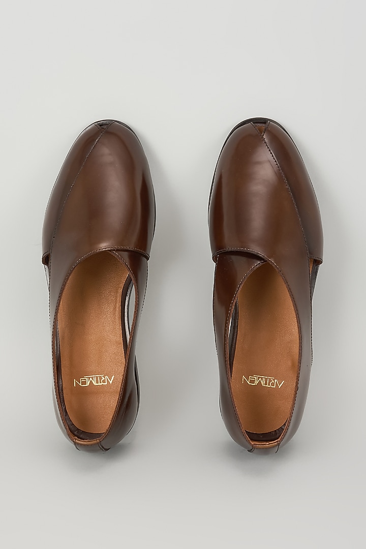Brown Leather Peshawari by ARTIMEN at Pernia's Pop Up Shop