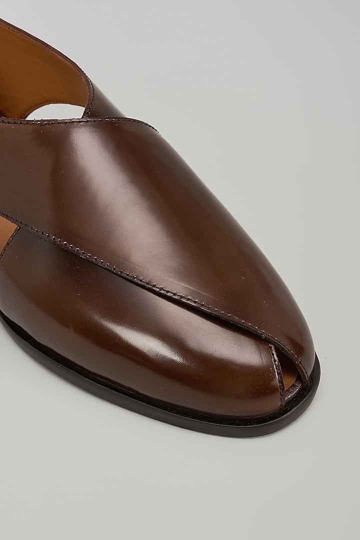 Brown Leather Peshawari by ARTIMEN at Pernia's Pop Up Shop