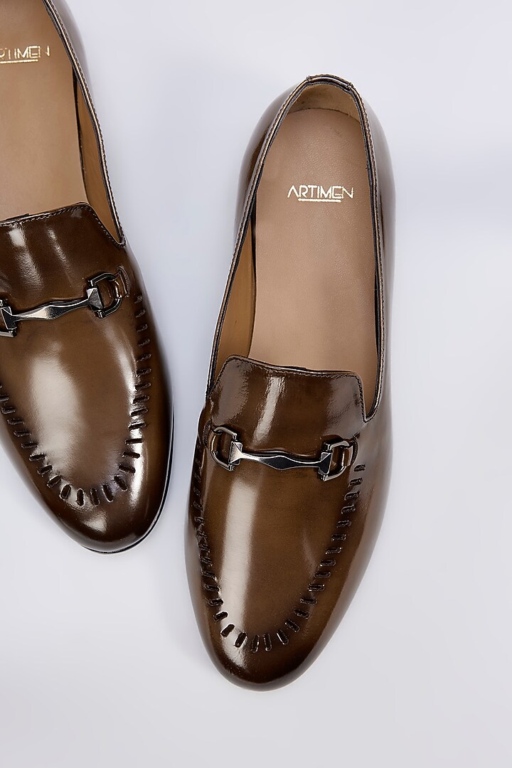 Brown Leather Loafers by ARTIMEN at Pernia's Pop Up Shop