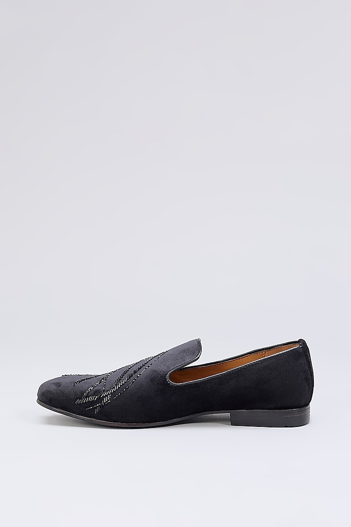 Black Leather Cutdana Work Shoes by ARTIMEN at Pernia's Pop Up Shop