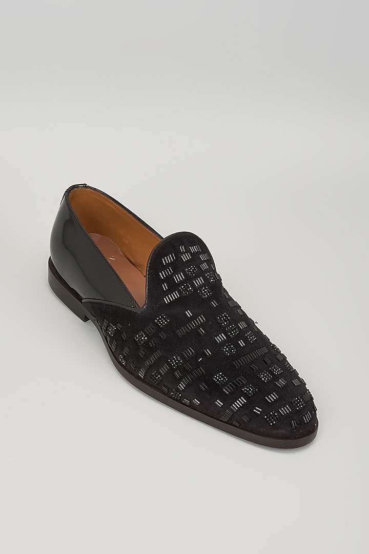 Black Velvet Bead Work Shoes by ARTIMEN at Pernia's Pop Up Shop