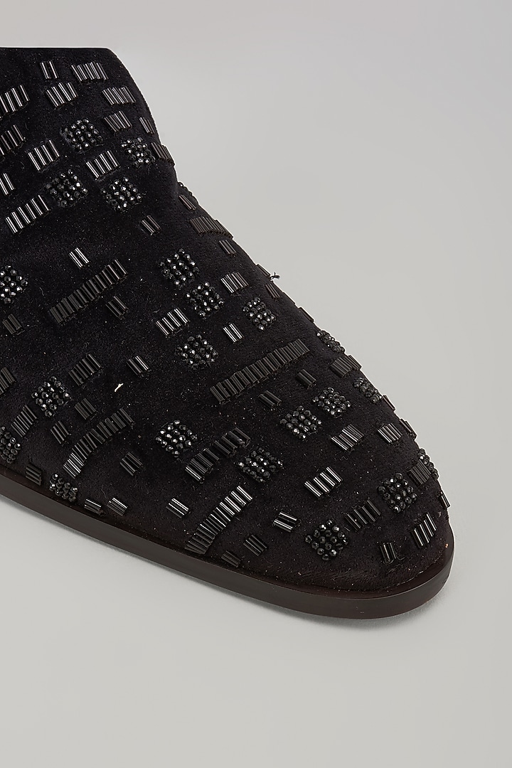 Black Velvet Bead Work Shoes by ARTIMEN at Pernia's Pop Up Shop