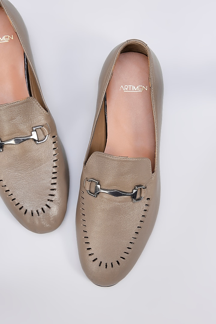 Mouse-Colored Leather Handcrafted Loafers by ARTIMEN at Pernia's Pop Up Shop