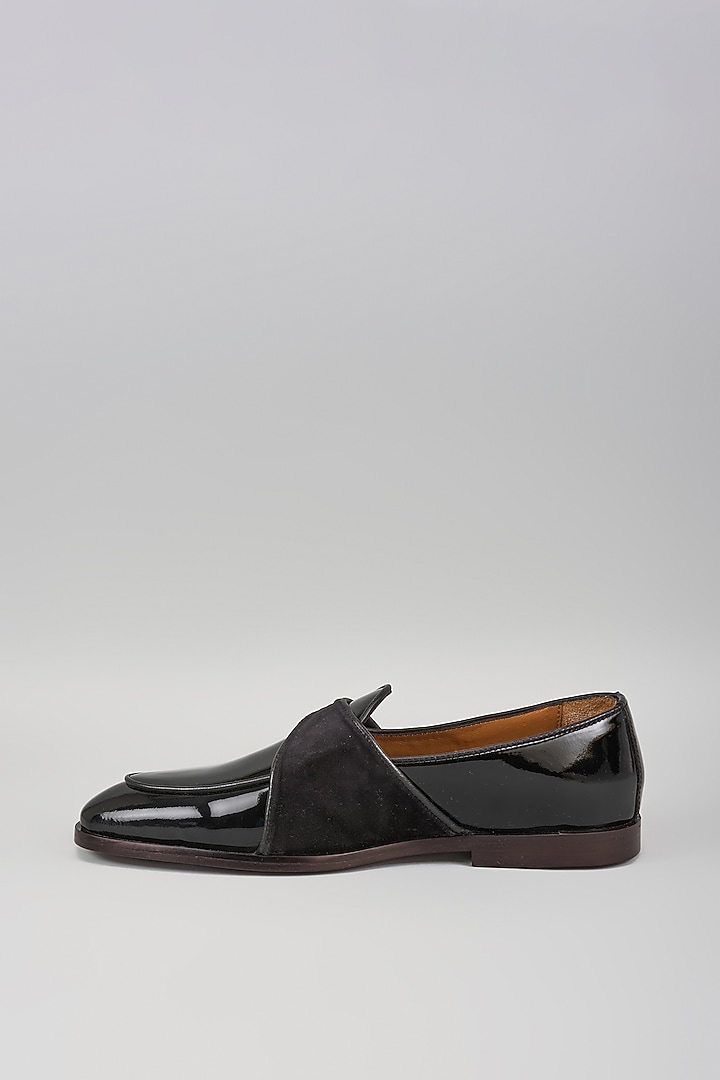 Black Patent Leather & Suede Loafers by ARTIMEN at Pernia's Pop Up Shop