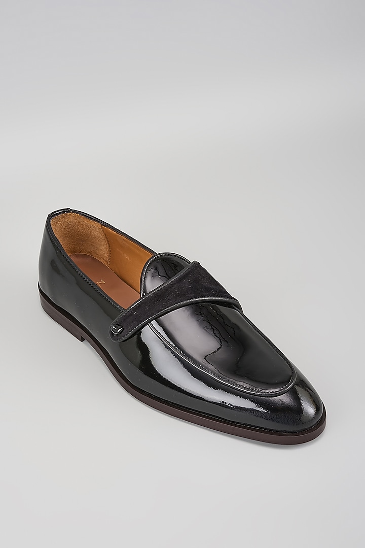 Black Patent Leather & Suede Loafers by ARTIMEN at Pernia's Pop Up Shop