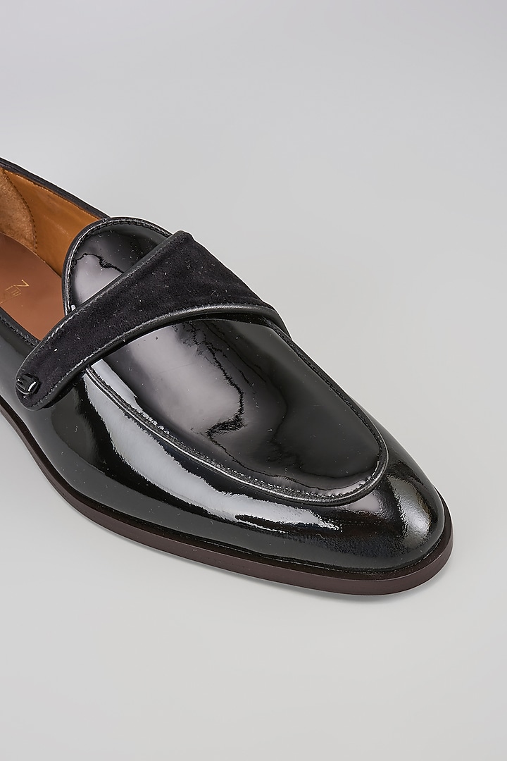 Black Patent Leather & Suede Loafers by ARTIMEN at Pernia's Pop Up Shop