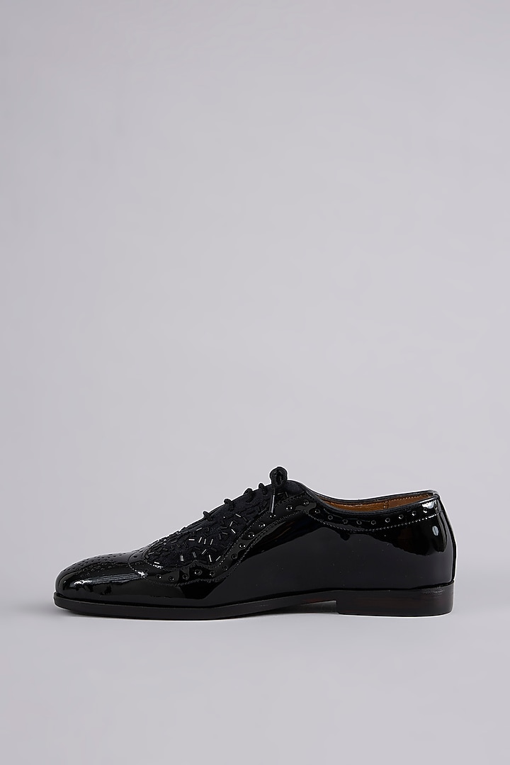 Black Patent Leather Oxford Shoes by ARTIMEN at Pernia's Pop Up Shop