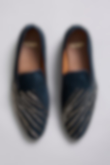 Navy Blue Velvet Loafers by ARTIMEN at Pernia's Pop Up Shop