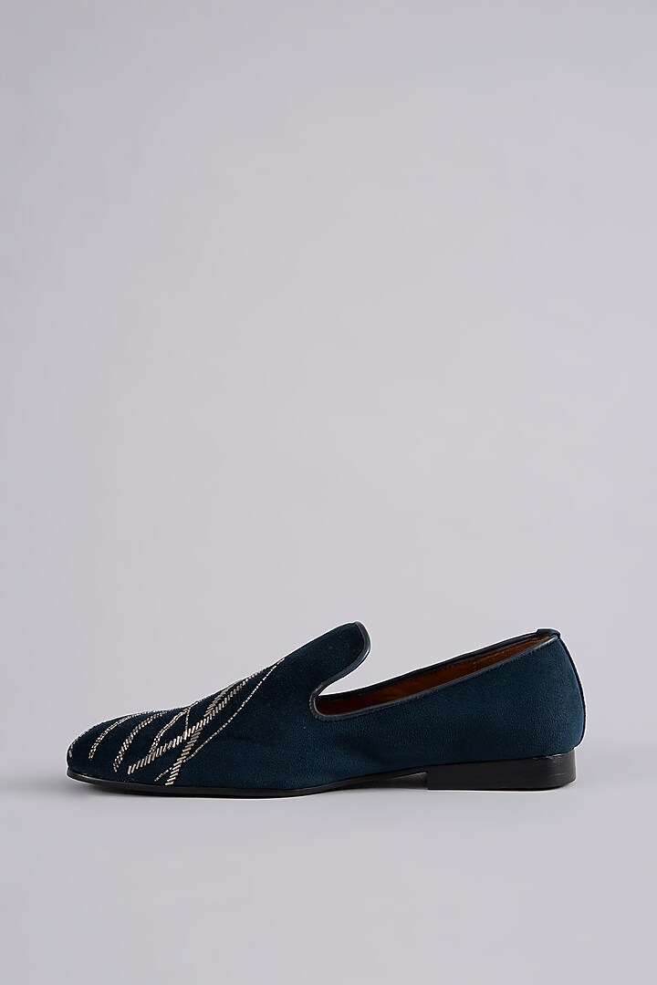 Navy Blue Velvet Loafers by ARTIMEN at Pernia's Pop Up Shop