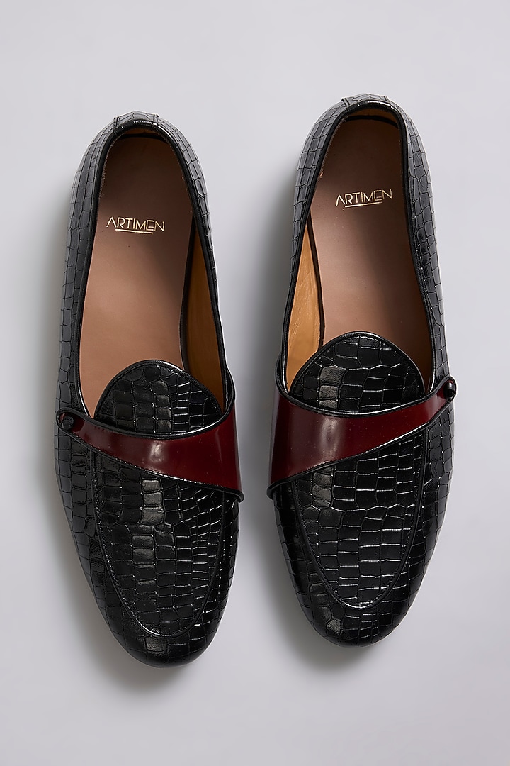 Black & Brown Patent Leather Loafers by ARTIMEN at Pernia's Pop Up Shop