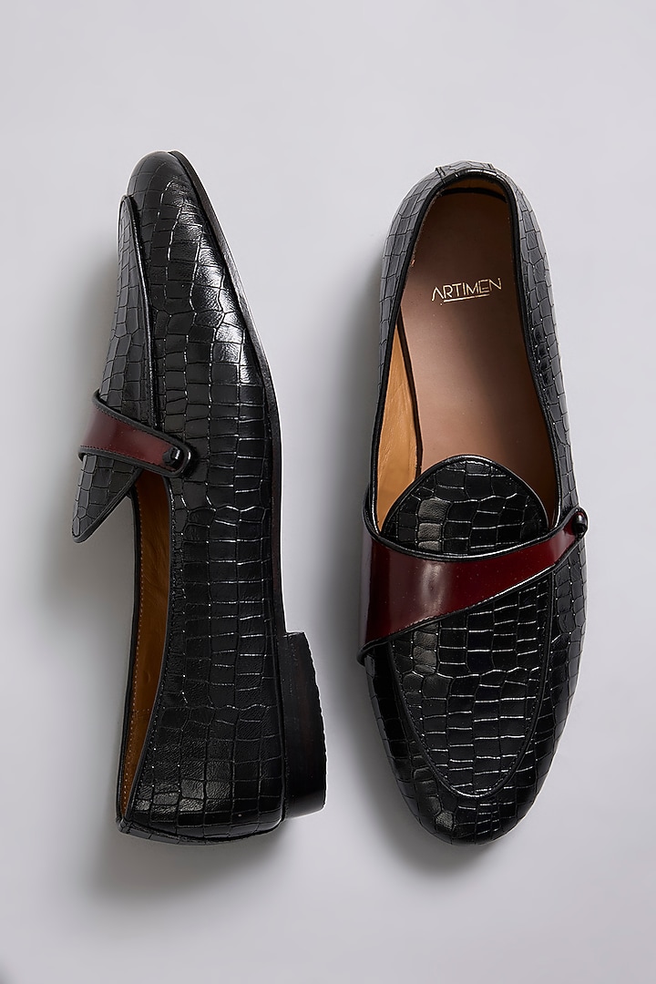Black & Brown Patent Leather Loafers by ARTIMEN at Pernia's Pop Up Shop