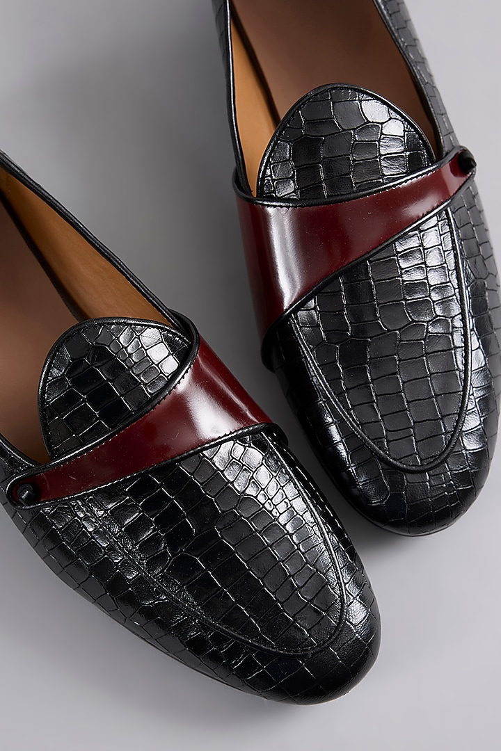 Black & Brown Patent Leather Loafers by ARTIMEN at Pernia's Pop Up Shop