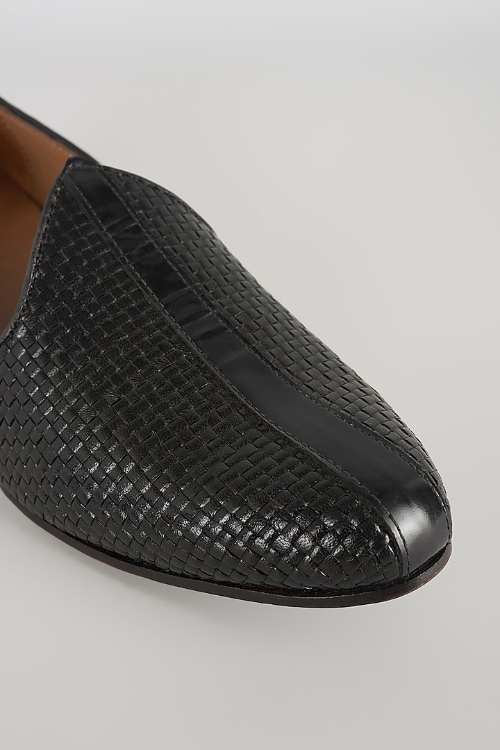 Black Leather Juttis by ARTIMEN at Pernia's Pop Up Shop