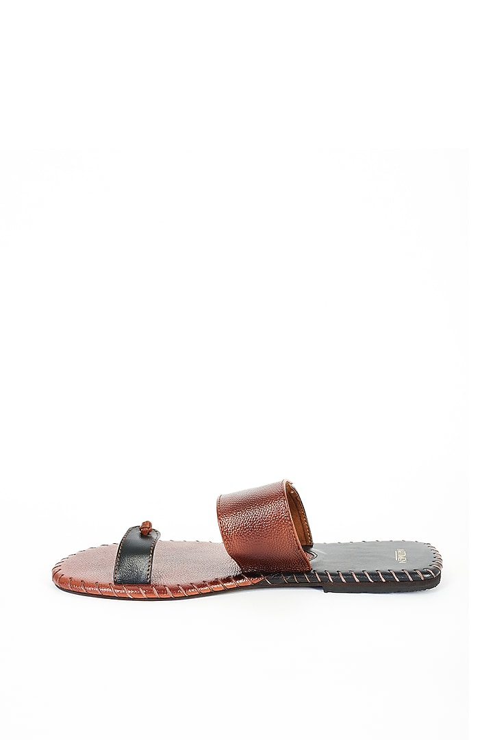 Brown Leather Slippers by ARTIMEN at Pernia's Pop Up Shop