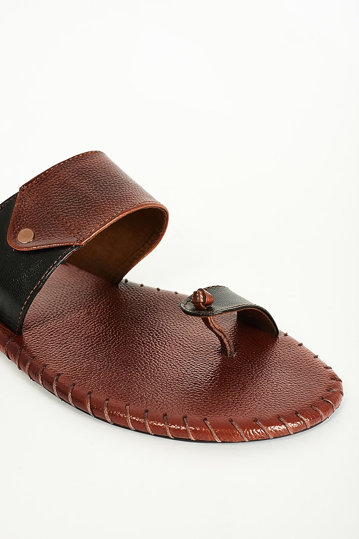 Brown Leather Slippers by ARTIMEN at Pernia's Pop Up Shop