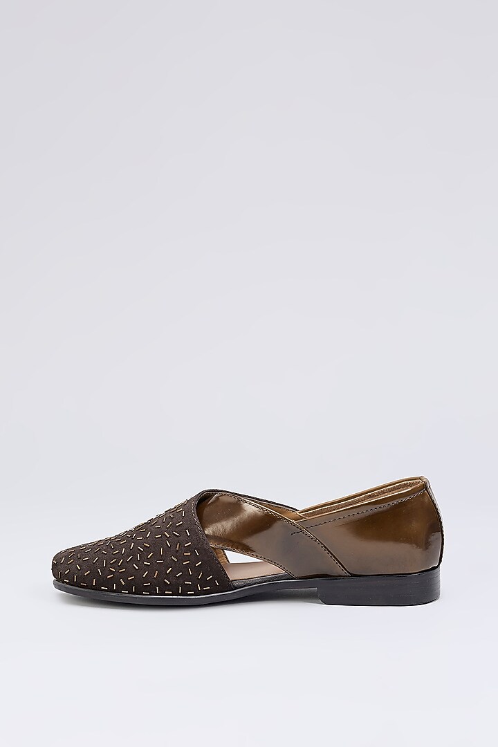 Brown Patent Leather Handwork Loafers by ARTIMEN at Pernia's Pop Up Shop