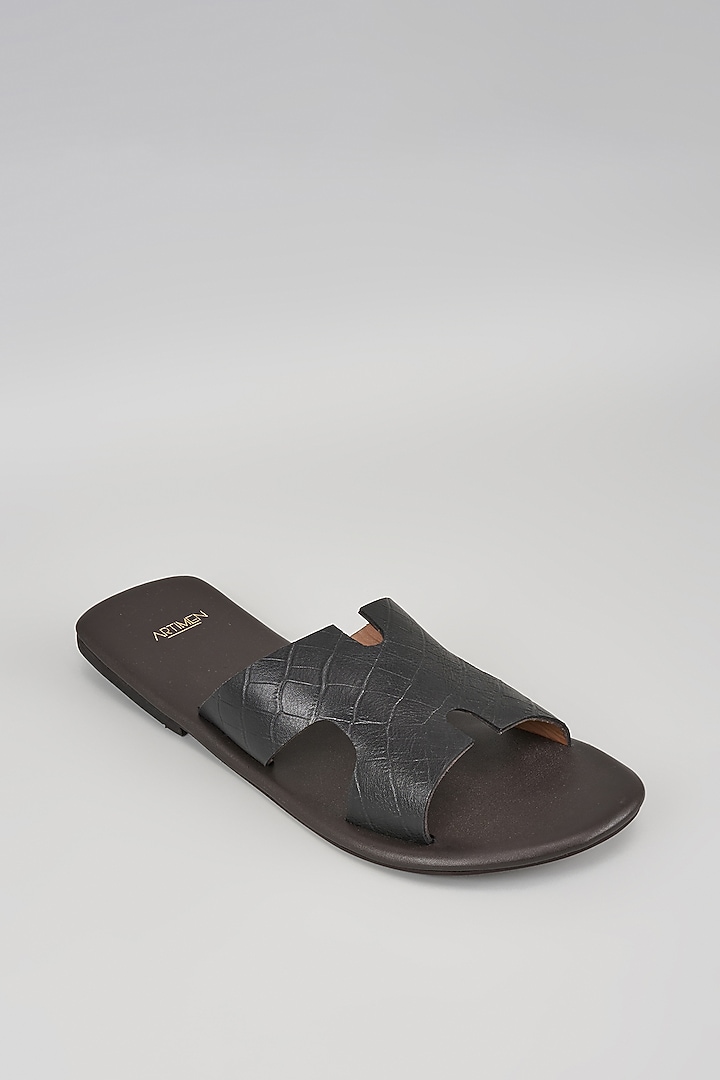 Black Patent Leather Slippers by ARTIMEN at Pernia's Pop Up Shop