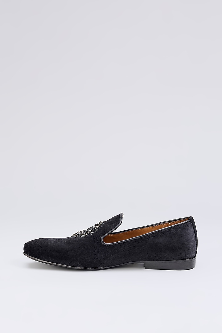 Black Velvet Hand Embroidered Shoes by ARTIMEN at Pernia's Pop Up Shop