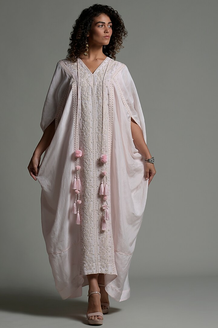 Whispy Pink Embroidered Kaftan With Inner Camisole by Amore Mio by Hitu at Pernia's Pop Up Shop