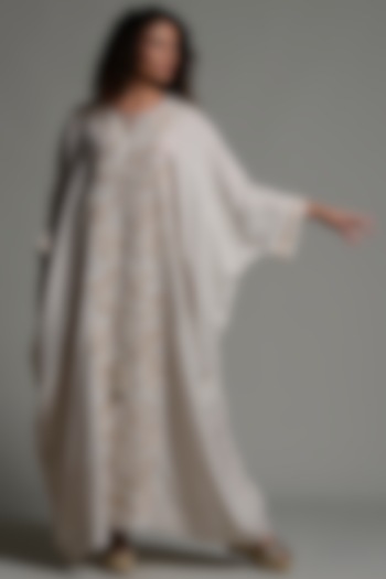 Beige Embroidered Kaftan by Amore Mio by Hitu