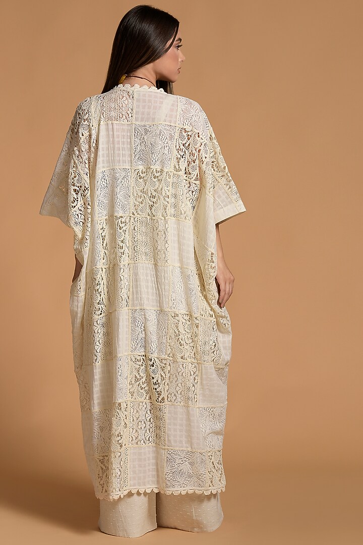 Ecru Embroidered Jumpsuit With Open Jacket by Amore Mio by Hitu at Pernia's Pop Up Shop