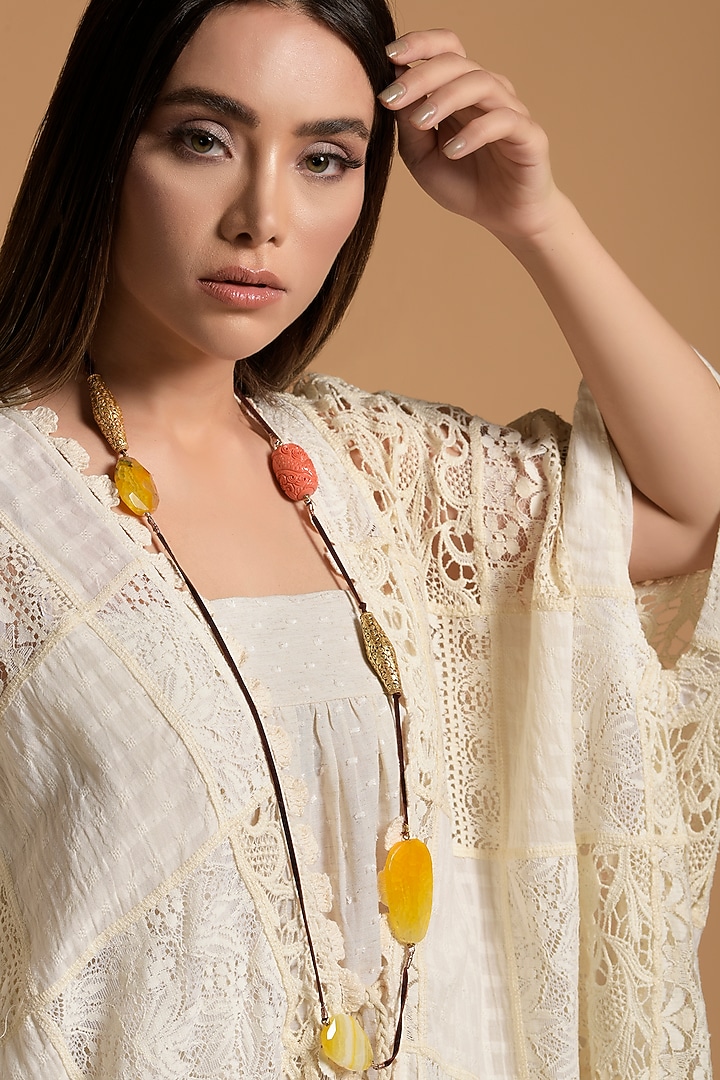 Ecru Embroidered Jumpsuit With Open Jacket by Amore Mio by Hitu at Pernia's Pop Up Shop