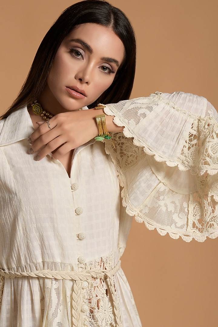 White Nylon Embroidered Cocktail Dress by Amore Mio by Hitu at Pernia's Pop Up Shop