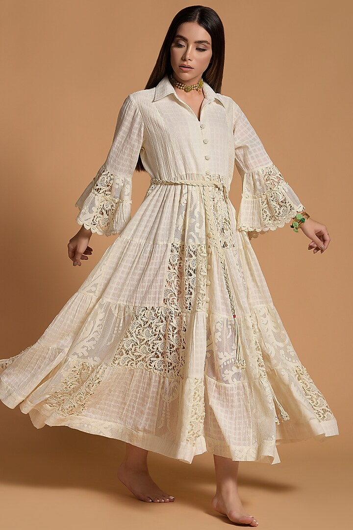 White Nylon Embroidered Cocktail Dress by Amore Mio by Hitu at Pernia's Pop Up Shop