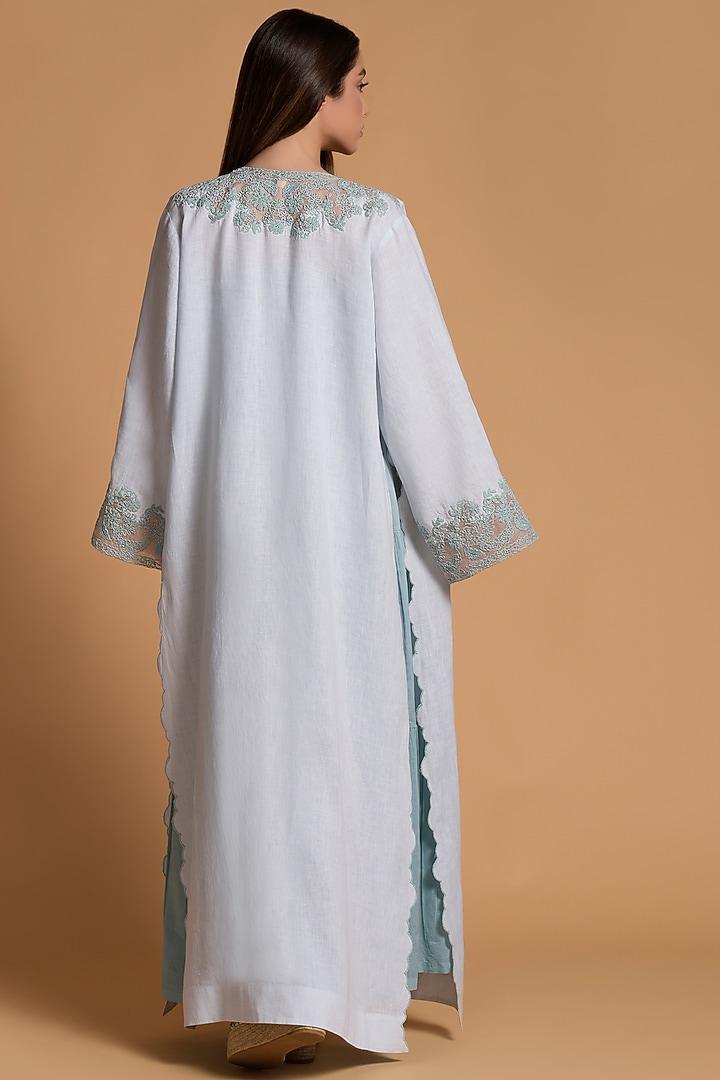 Nile Blue Embroidered Open Jacket Cocktail Dress by Amore Mio by Hitu at Pernia's Pop Up Shop