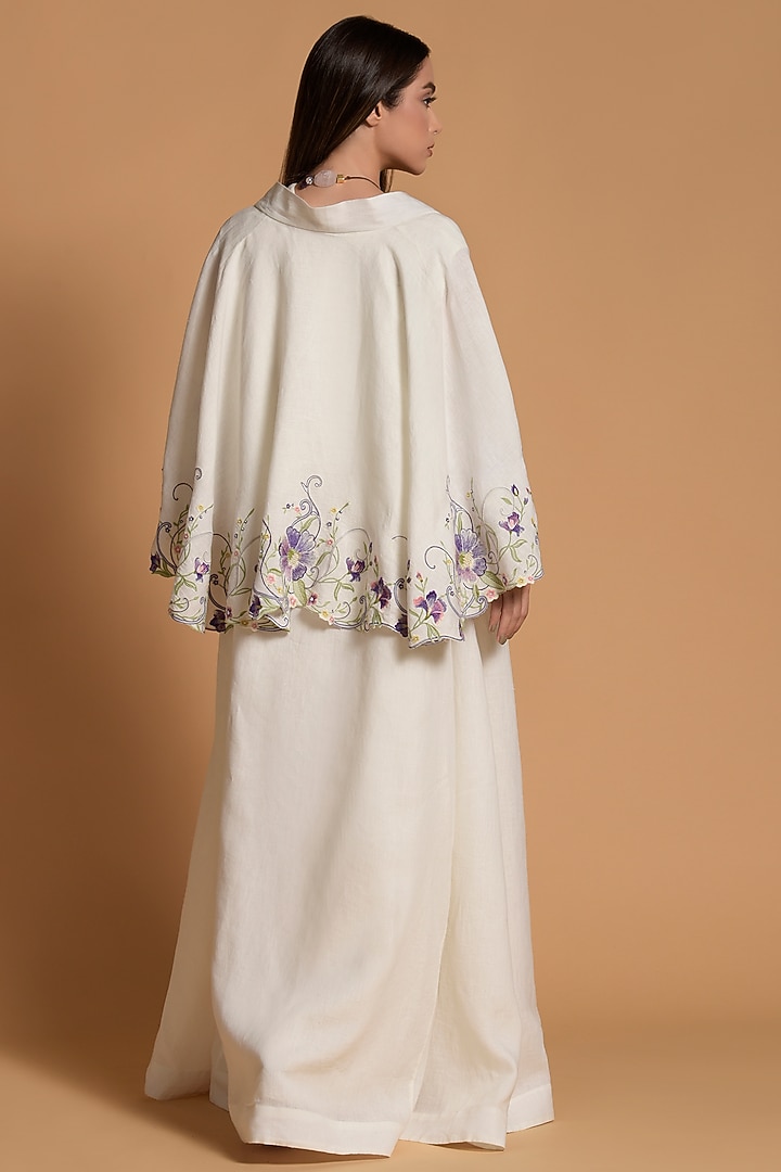 White Cotton Embroidered Open Jacket Cocktail Dress by Amore Mio by Hitu at Pernia's Pop Up Shop