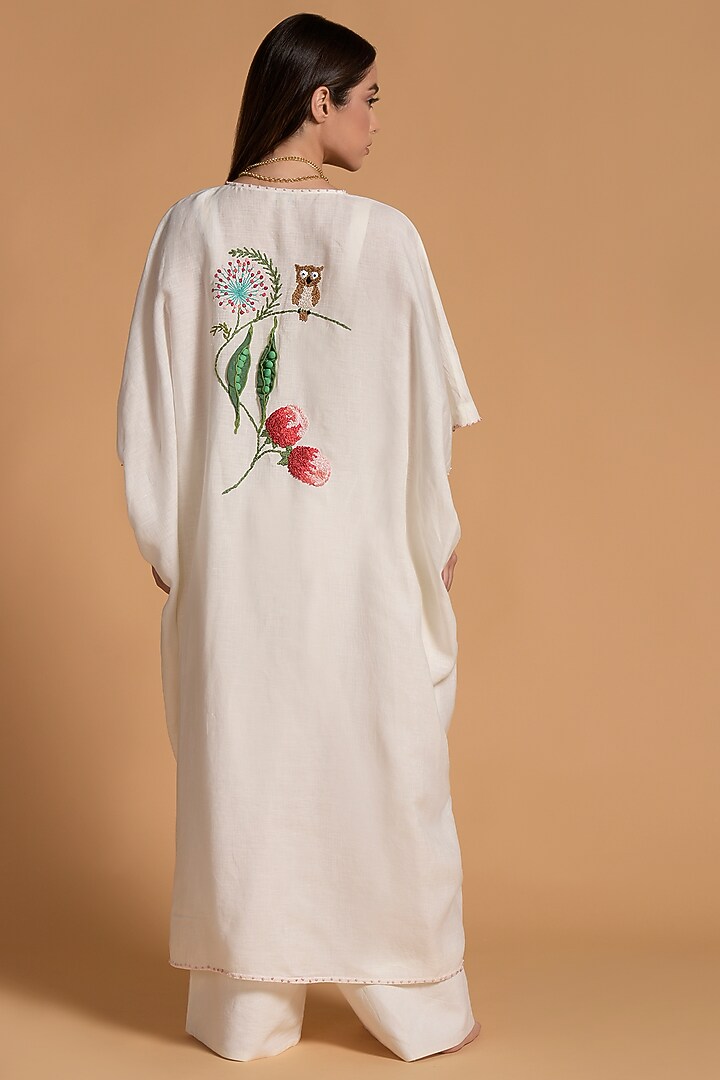 White Embroidered Jumpsuit With Open Jacket by Amore Mio by Hitu at Pernia's Pop Up Shop
