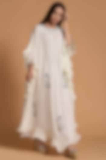 White Embellished Kaftan by Amore Mio by Hitu