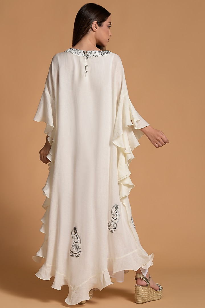 White Embellished Kaftan by Amore Mio by Hitu at Pernia's Pop Up Shop