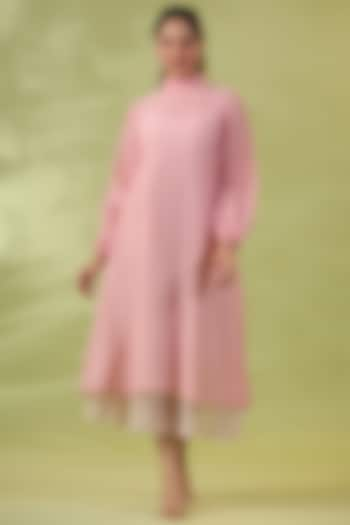 Pink Cotton Silk A-Line Dress by AMOREE at Pernia's Pop Up Shop