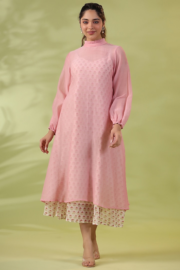 Pink Cotton Silk A-Line Dress by AMOREE at Pernia's Pop Up Shop