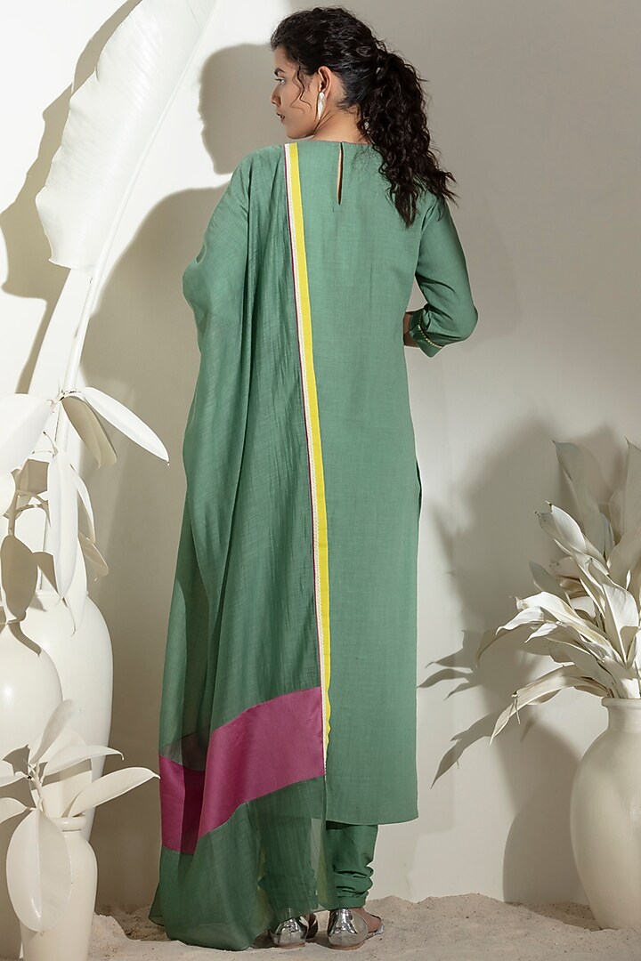 Dark Green Khadi Kurta Set by AMPM at Pernia's Pop Up Shop
