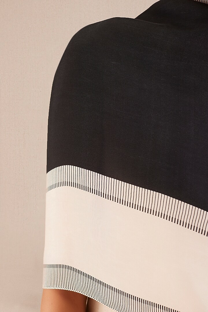 Black Silk Printed Scarf by AMPM Accessories at Pernia's Pop Up Shop