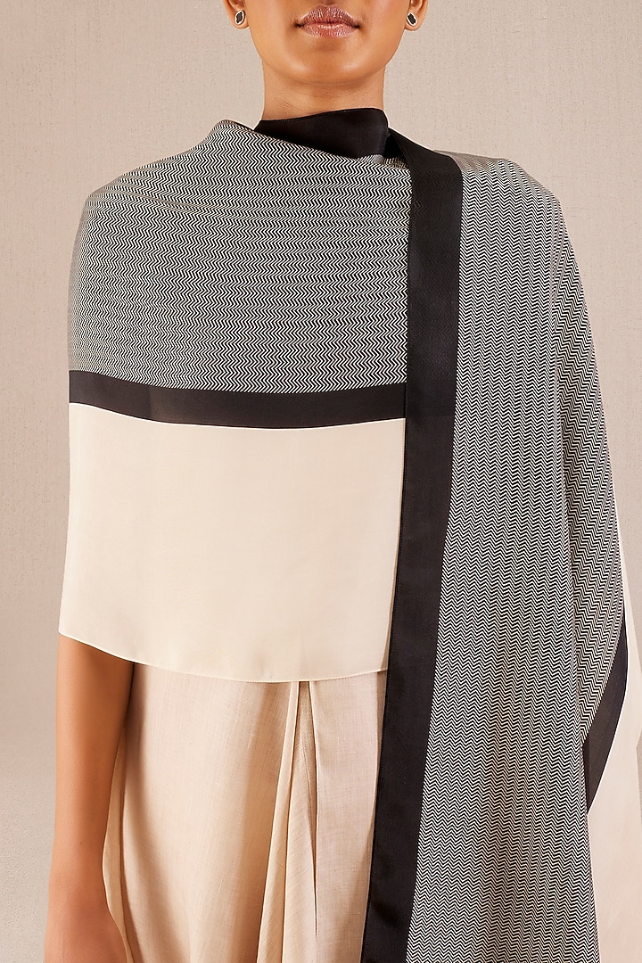 Black Silk Printed Scarf by AMPM Accessories at Pernia's Pop Up Shop