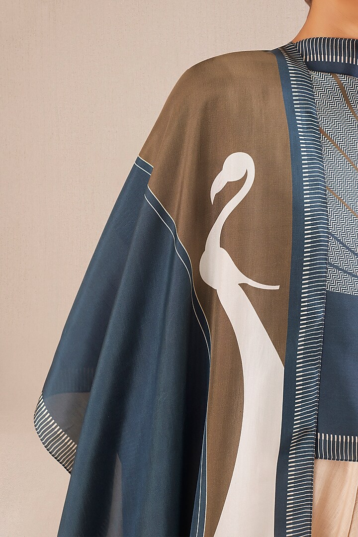 Slate Blue Silk Printed Scarf by AMPM Accessories at Pernia's Pop Up Shop